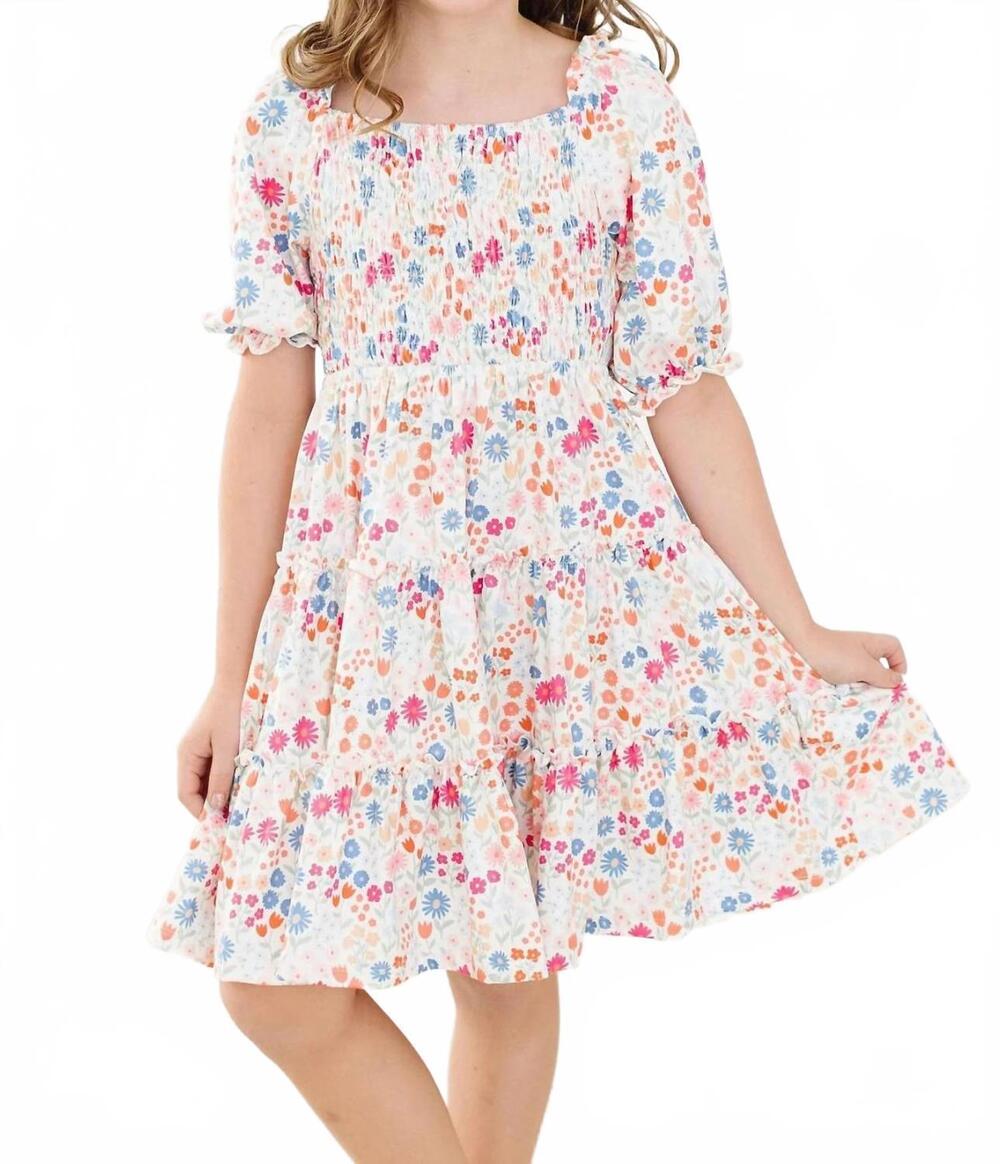 NEW MILA & ROSE smocked ruffle dress in meadow magic